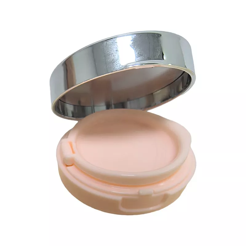 Trống Màu Trắng Sang Trọng Viền Bạc Di Động Air Cushion Puff Box Kem BB Hộp Đựng Đầm Kèm Bông Đánh Phấn và Gương